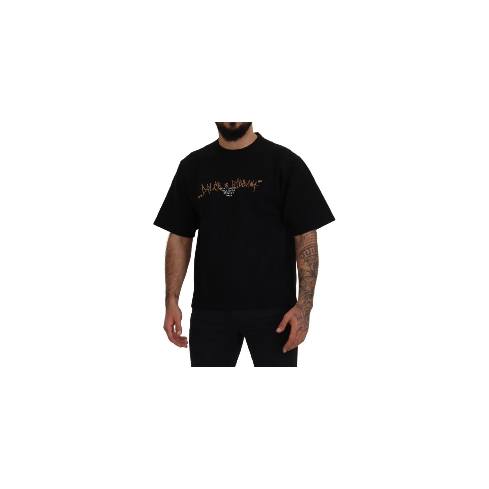 Authentic Dolce &amp; Gabbana Black Logo T-Shirt 44 IT Men