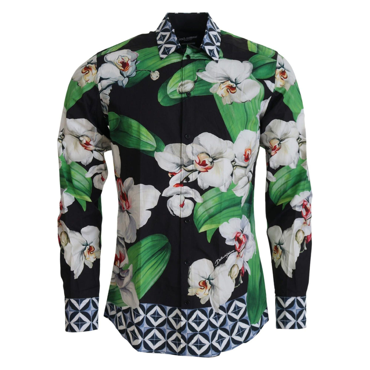 100% Authentic Dolce &amp; Gabbana Black Floral Dress Shirt