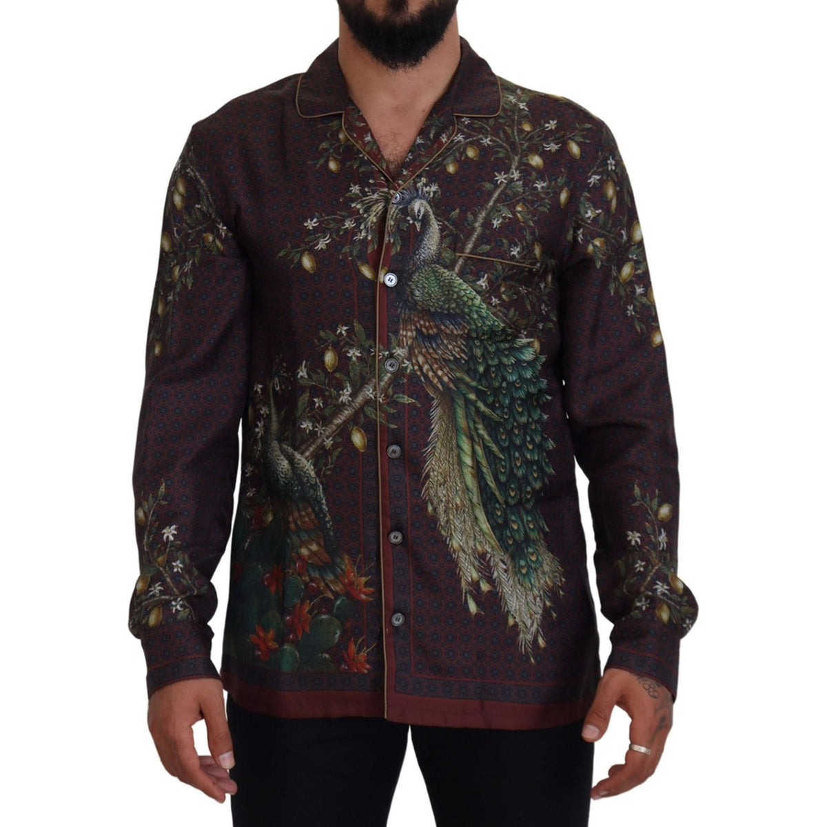 Stunning Dolce &amp; Gabbana Silk Shirt with Ostrich Print