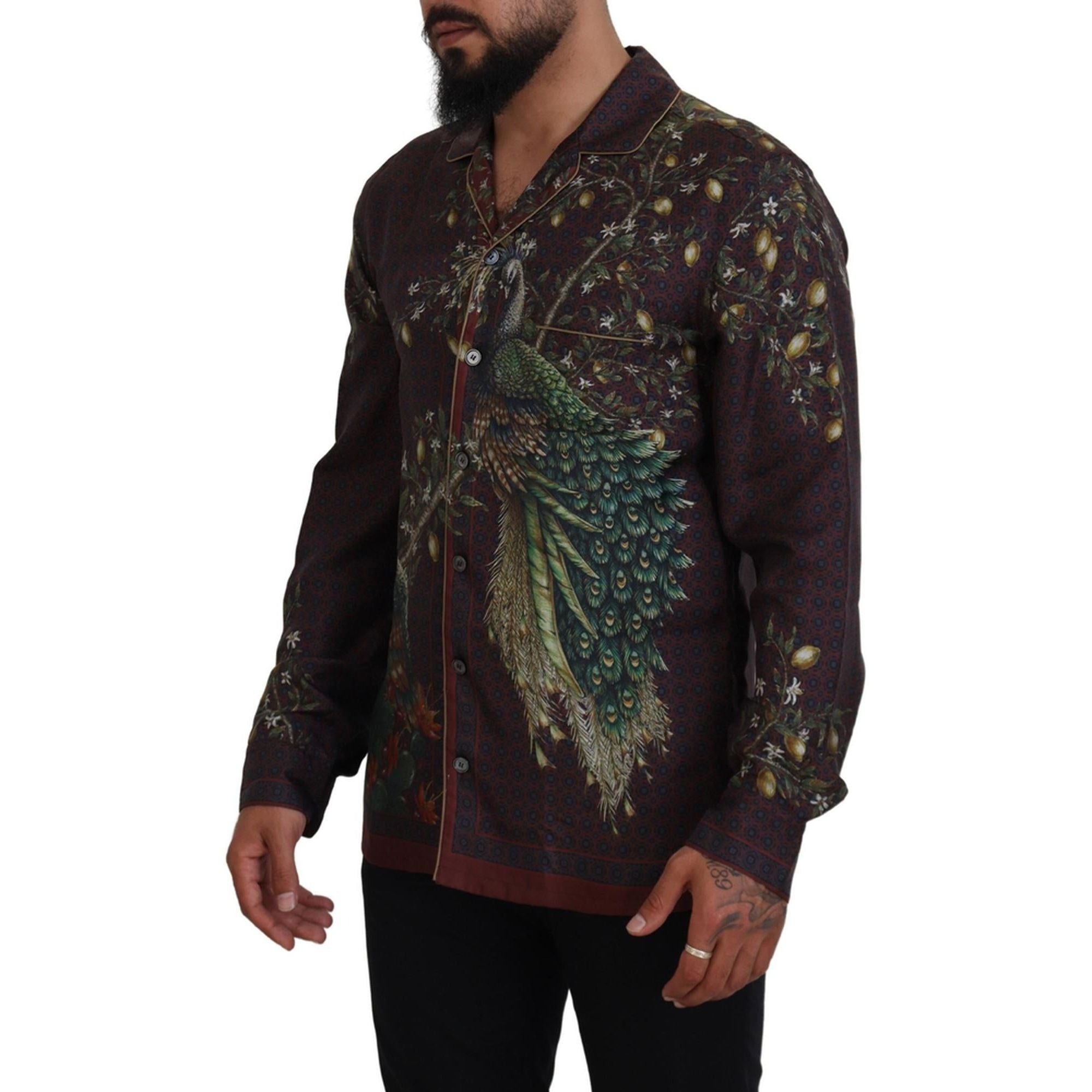 Stunning Dolce & Gabbana Silk Shirt with Ostrich Print