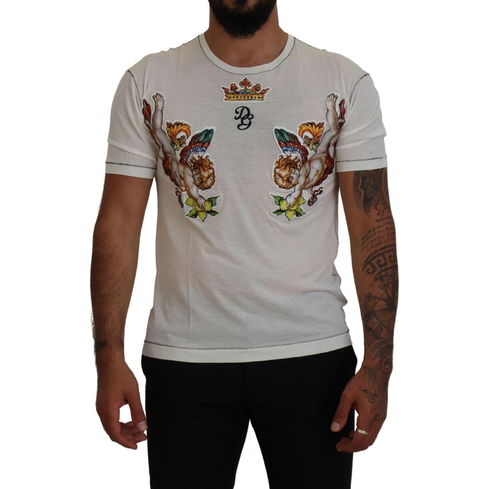 Short-Sleeved Cotton Blend T-Shirt with Logo Print 44 IT Men