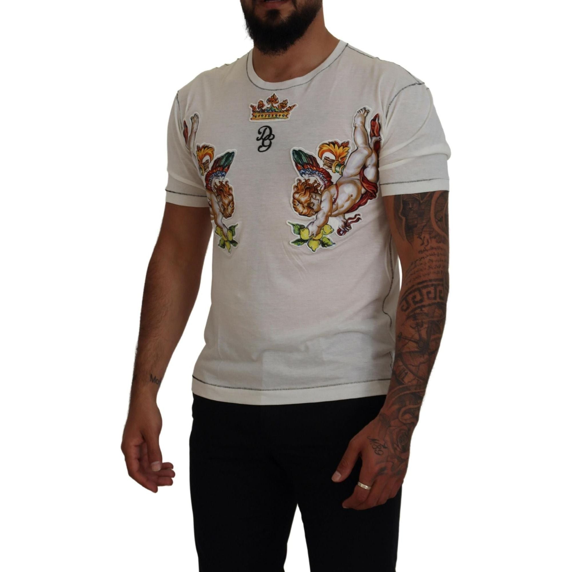 Short-Sleeved Cotton Blend T-Shirt with Logo Print 44 IT Men