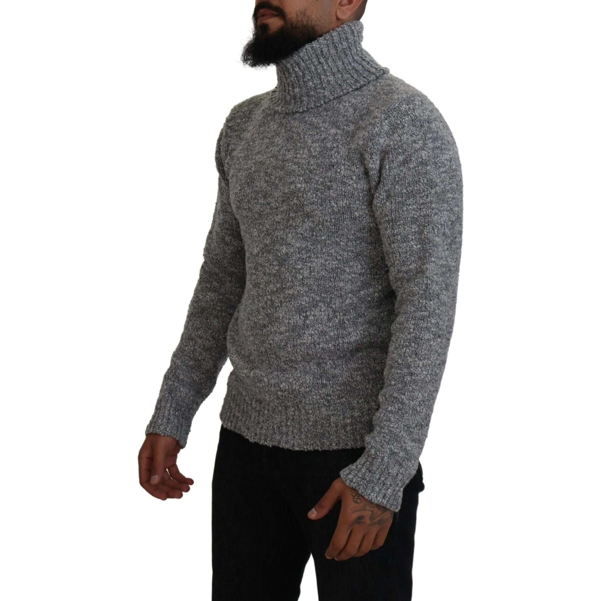 Stunning Gray Long Sleeve Wool-Blend Sweater 46 IT Men