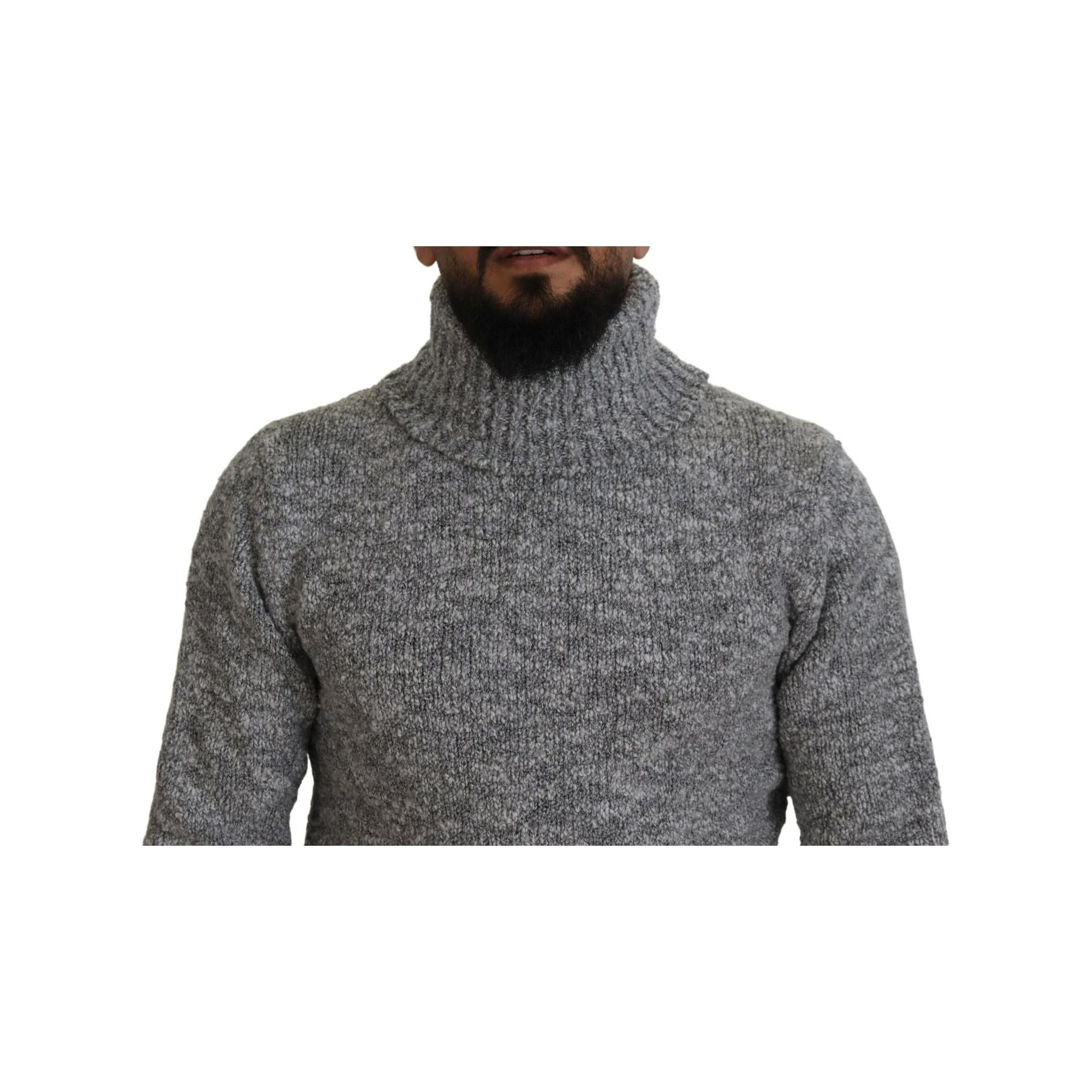 Stunning Gray Long Sleeve Wool-Blend Sweater 46 IT Men