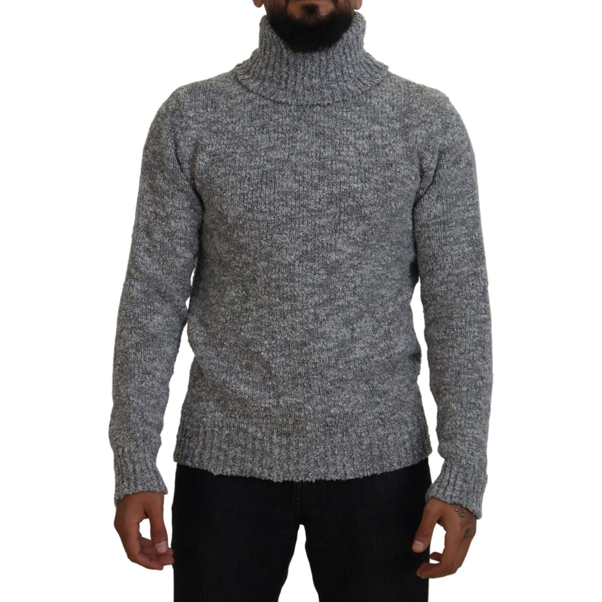 Stunning Gray Long Sleeve Wool-Blend Sweater 48 IT Men