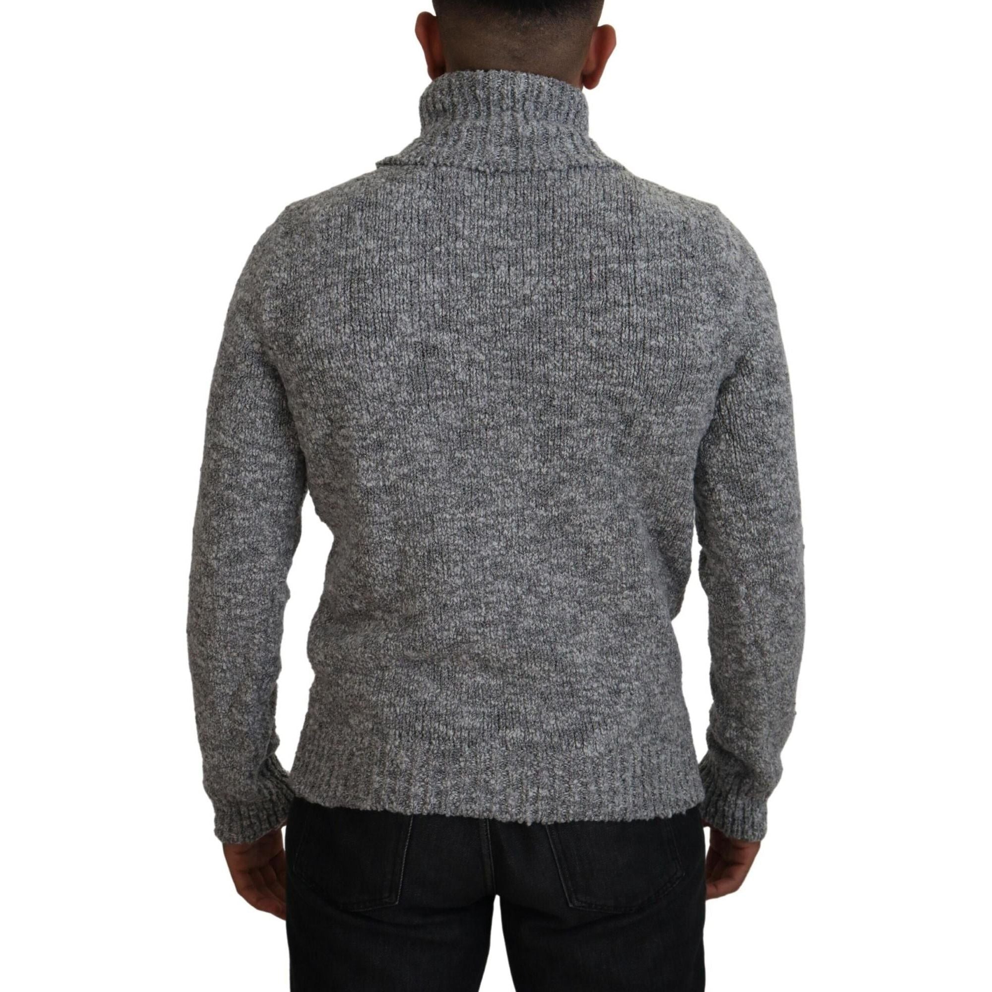 Stunning Gray Long Sleeve Wool-Blend Sweater 48 IT Men