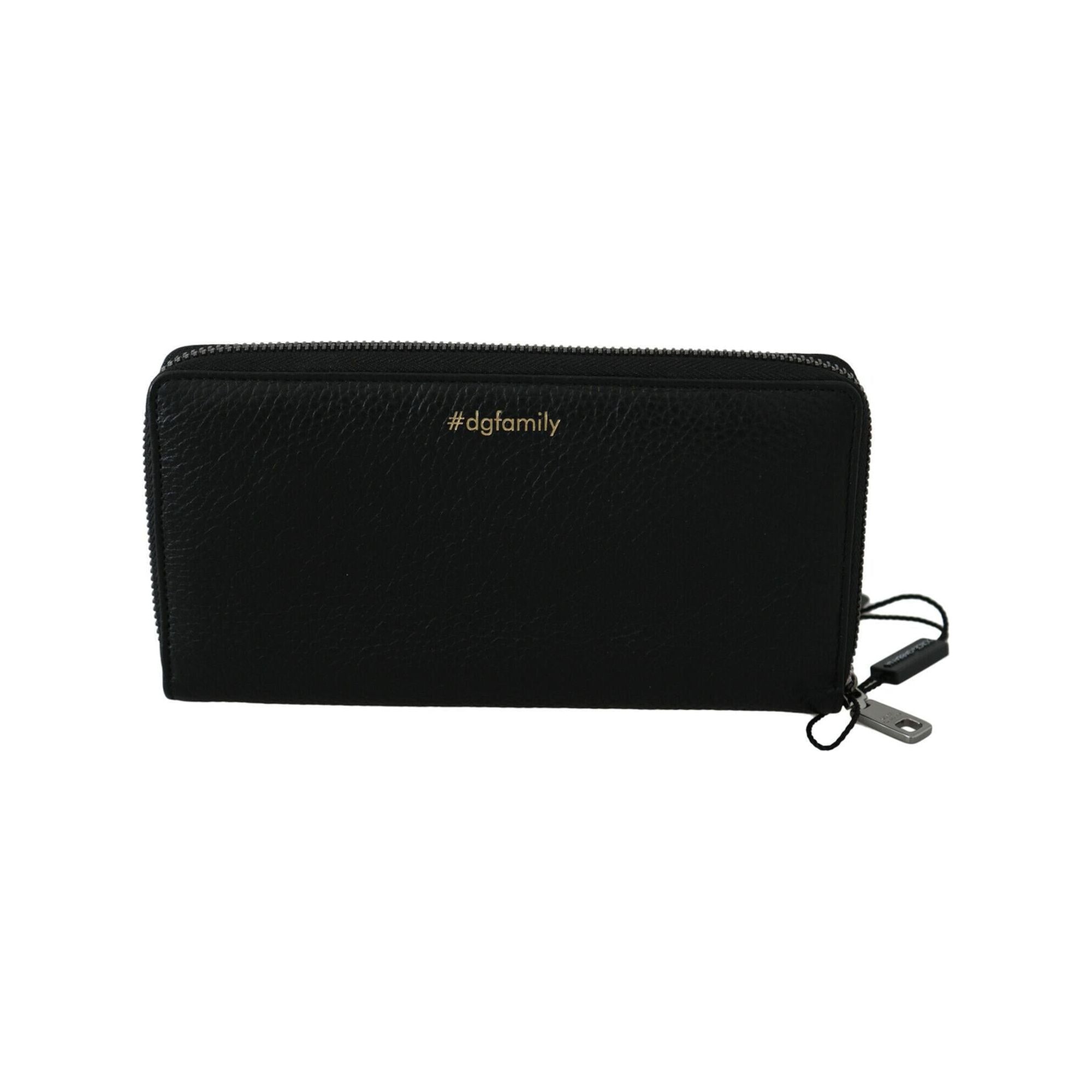 Zipper Continental Wallet with DG Family Motive - 100% Leather Made in Italy One Size Men