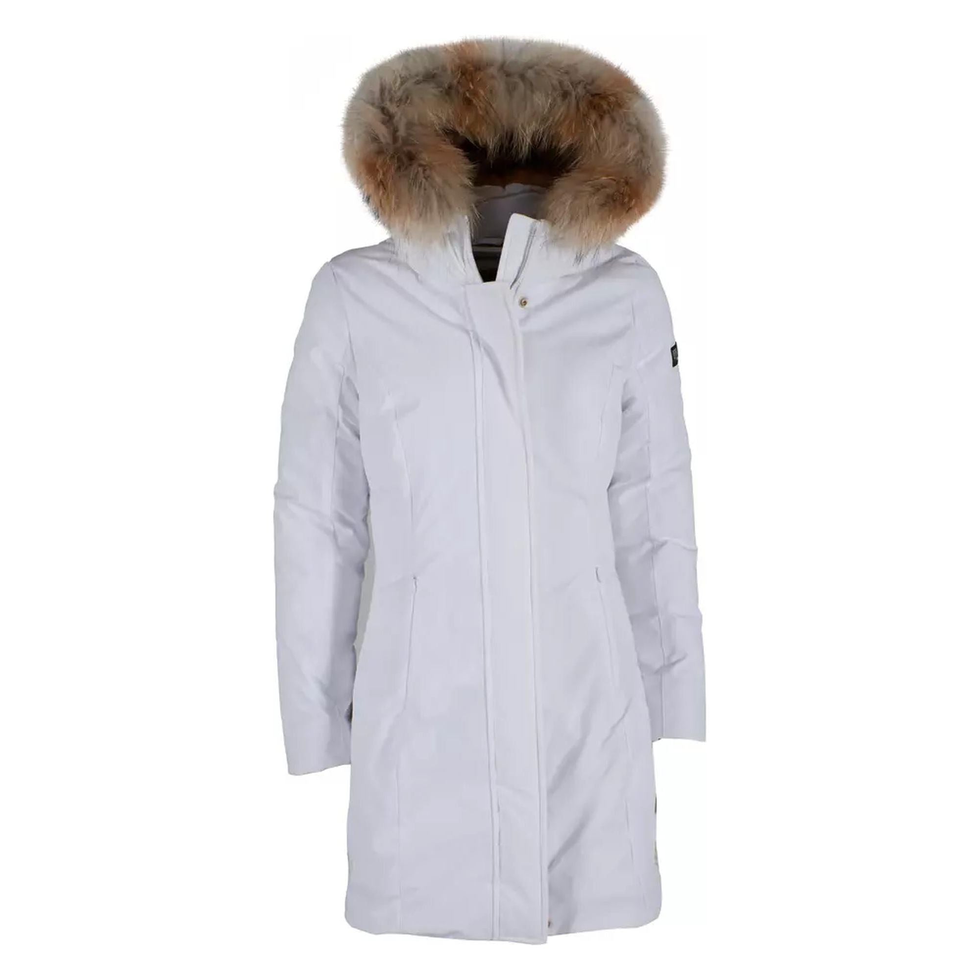 Womens Technical Fabric Jacket with Goose Down Filling and Fur Hood L Women