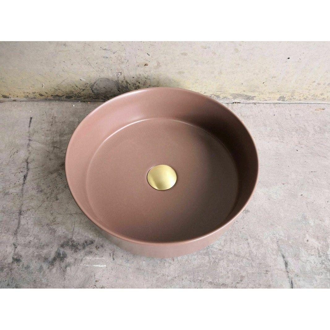 2023 Matte Black matte white matte Pink Green Gold Copper Round 360 mm Dia top counter basin porcelain sink