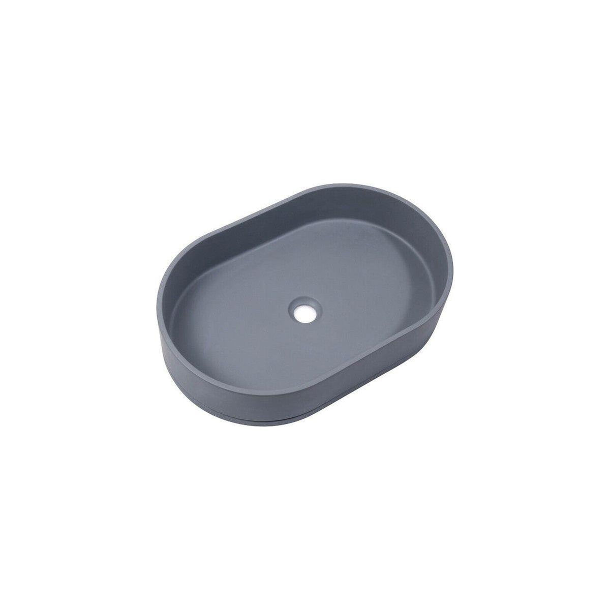 Ultra Modern Concrete Cement Wash Basin Counter Top Matte Dark Gray Oval Basin