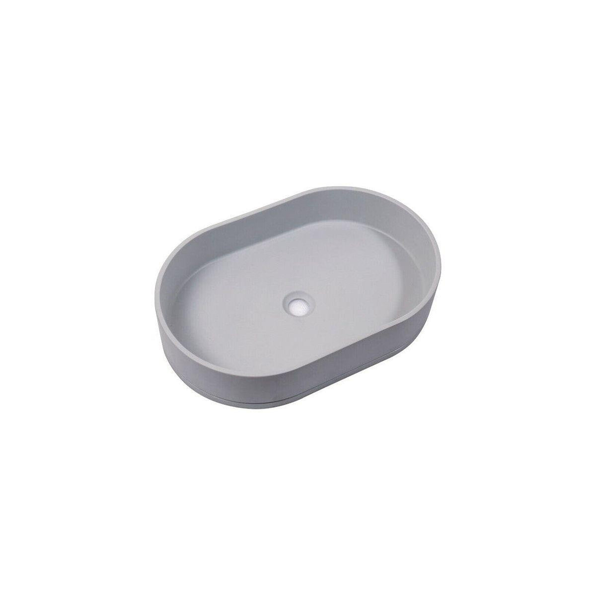 Ultra Modern Concrete Cement Wash Basin Counter Top Matte Light Gray Oval Basin