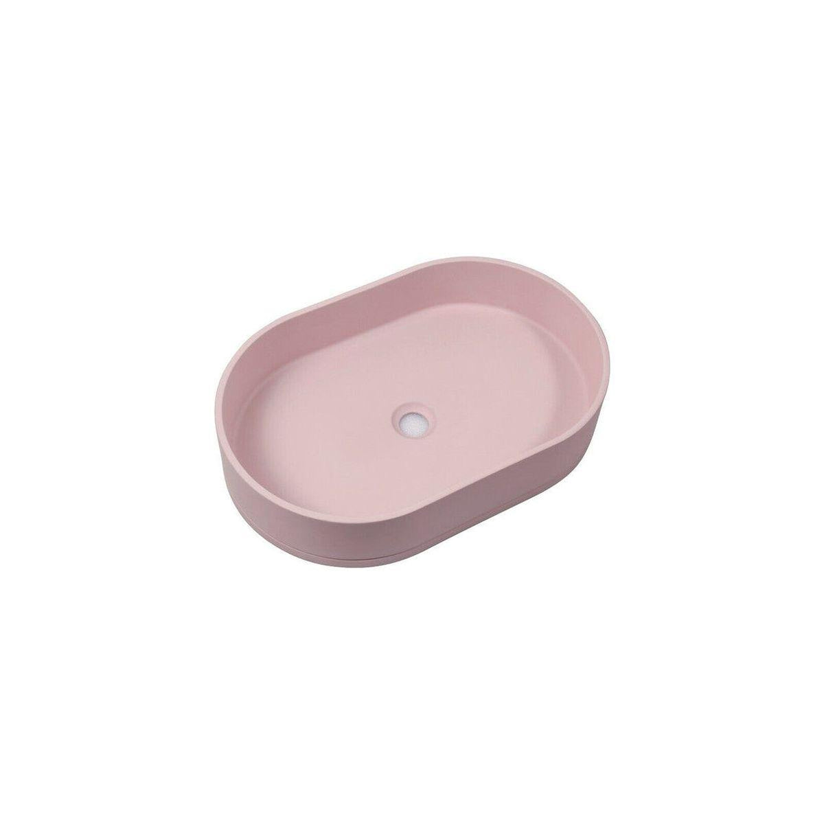 Ultra Modern Concrete Cement Wash Basin Counter Top Matte Pink Oval Basin