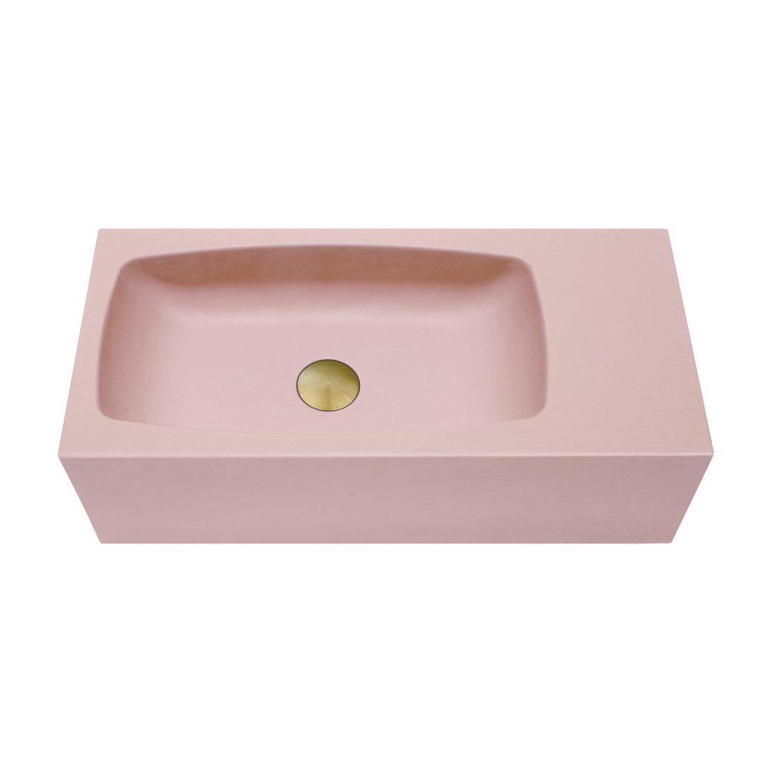 New Concrete Cement Wash Basin Counter Top Matte Pink Wall Hung Curved Basin