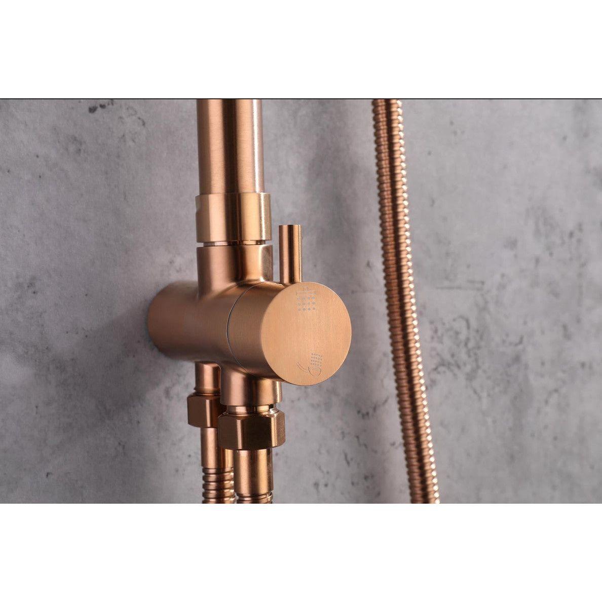 2023 Brushed Rose Gold Copper Solid Stainless Steel 304 made shower set w diverter 200 mm head sprayer hand held head