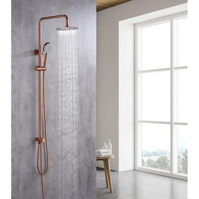 2023 Brushed Rose Gold Copper Solid Stainless Steel 304 made shower set w diverter 200 mm head sprayer hand held head