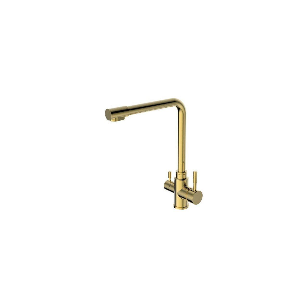 2023 Brushed Brass Gold L shape 3 way filter water kitchen mixer tap faucet Stainless steel Made PVD plated