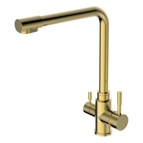 2023 Brushed Brass Gold L shape 3 way filter water kitchen mixer tap faucet Stainless steel Made PVD plated