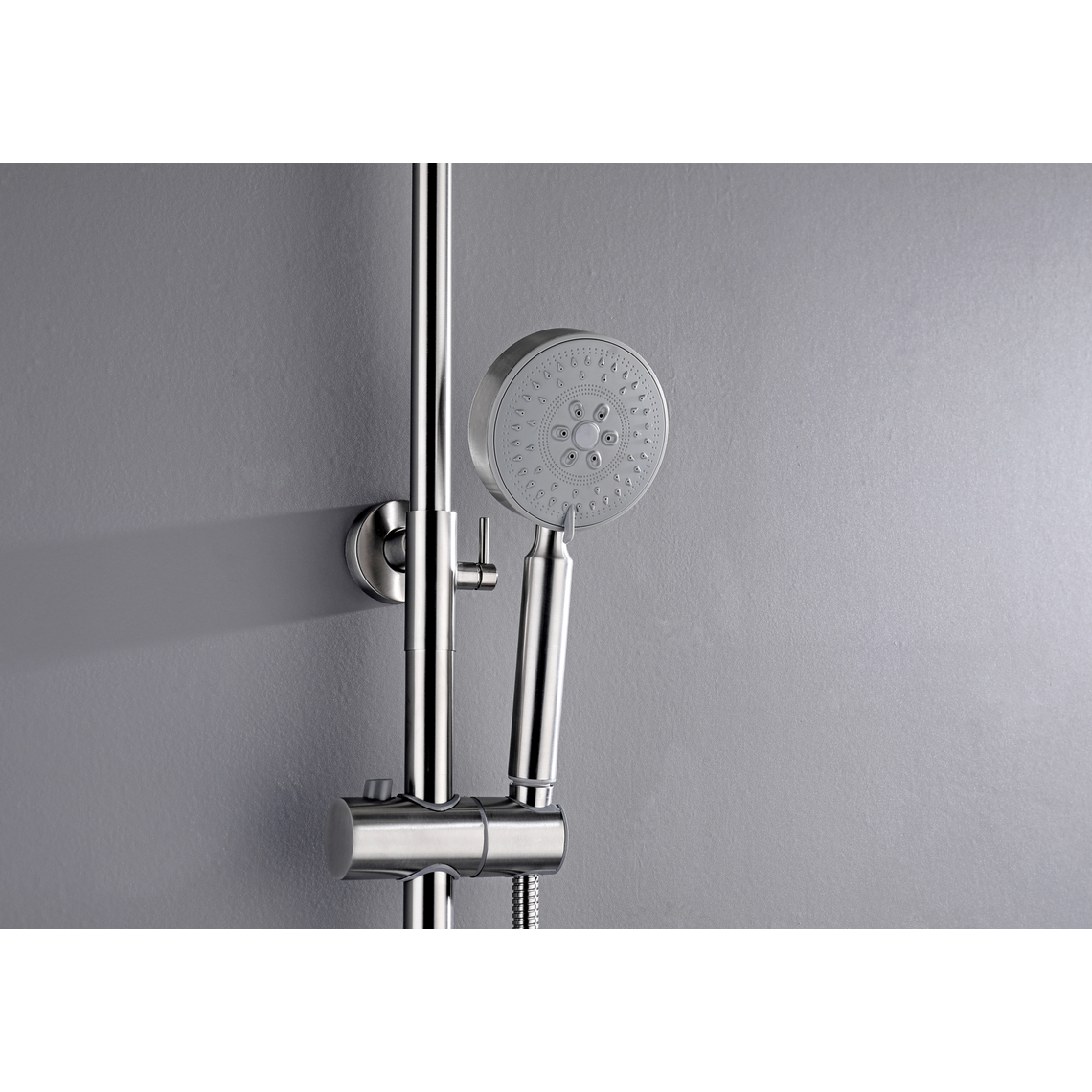 2023 Brushed Nickel Solid Stainless Steel 304 made shower set w diverter 200 mm head sprayer hand held head Suit Outdoor