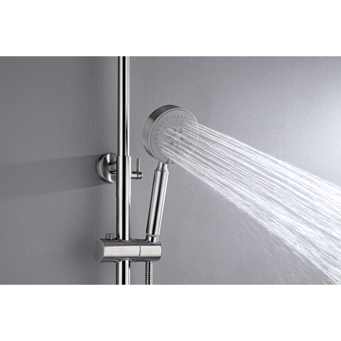 2023 Brushed Nickel Solid Stainless Steel 304 made shower set w diverter 200 mm head sprayer hand held head Suit Outdoor