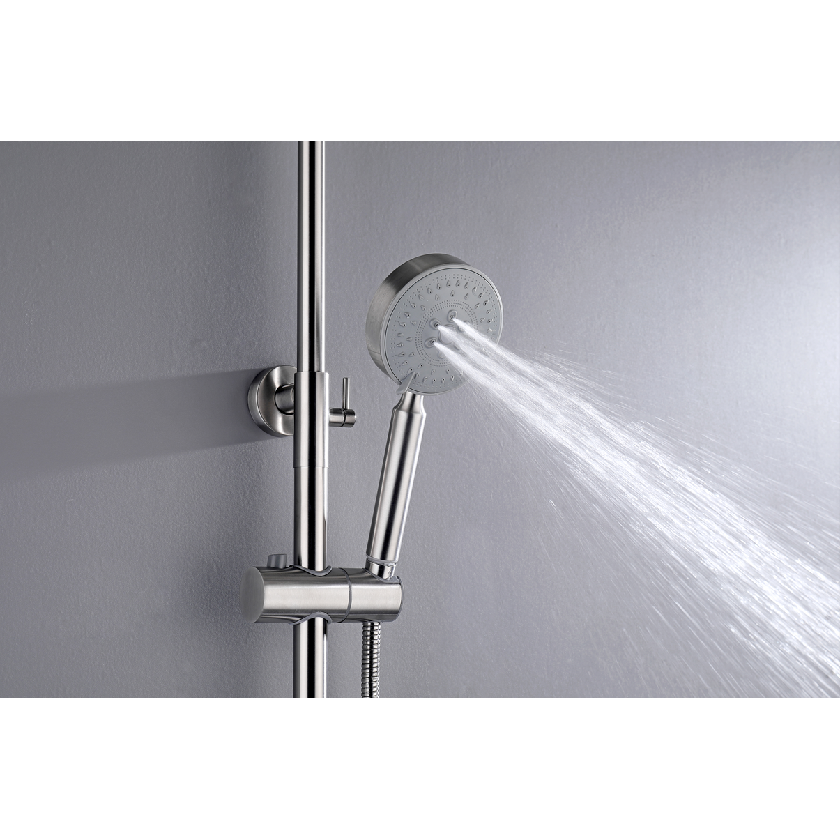 2023 Brushed Nickel Solid Stainless Steel 304 made shower set w diverter 200 mm head sprayer hand held head Suit Outdoor