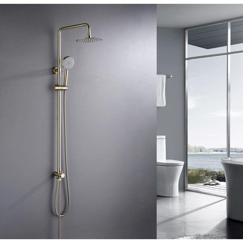 2023 Brushed Nickel Solid Stainless Steel 304 made shower set w diverter 200 mm head sprayer hand held head Suit Outdoor