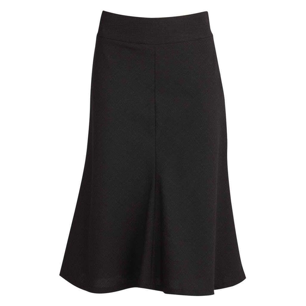 Womens Fluted 3/4 Length Below Knee Skirt Work Business - Black - 26