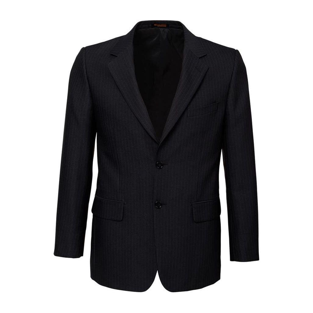 Mens Single Breasted 2 Button Suit Jacket Work Business - Pin Striped - Black - 107