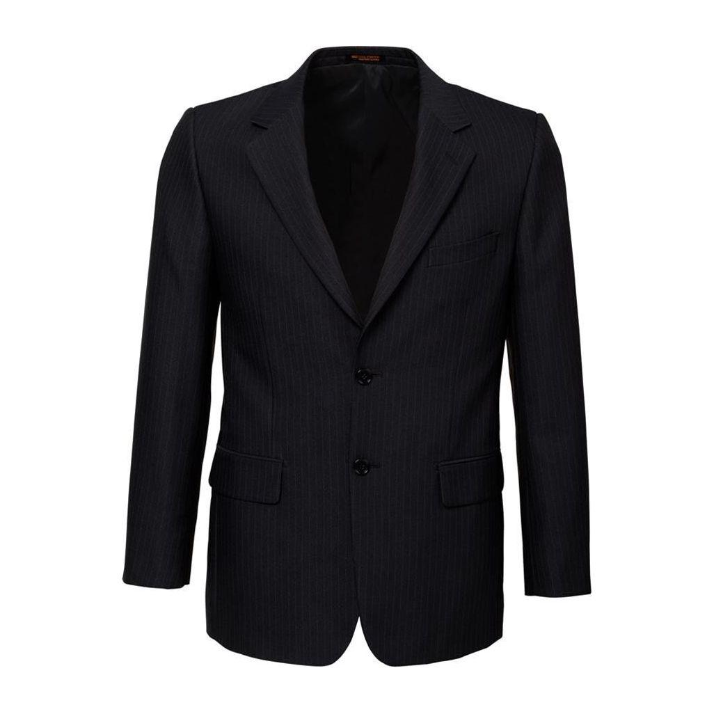 Mens Single Breasted 2 Button Suit Jacket Work Business - Pin Striped - Black - 97