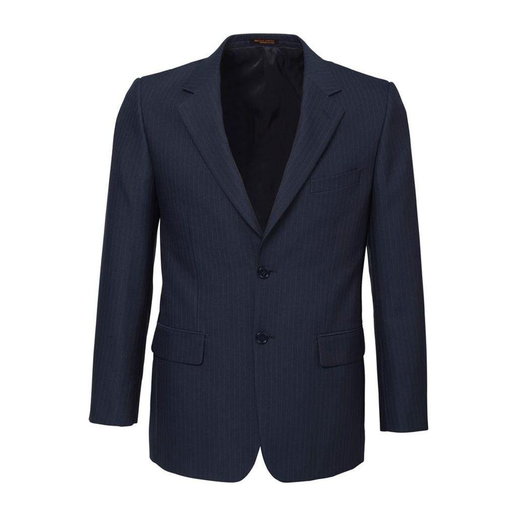 Mens Single Breasted 2 Button Suit Jacket Work Business - Pin Striped - Navy - 112