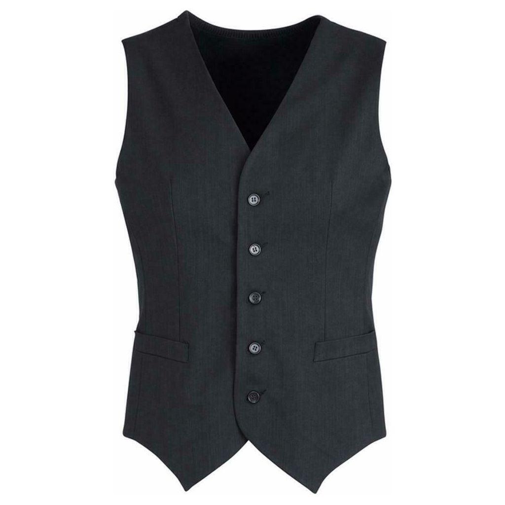 Mens Peaked Vest Waistcoat w/ Knitted Back Suit Formal Wedding Dress Up - Charcoal - 102
