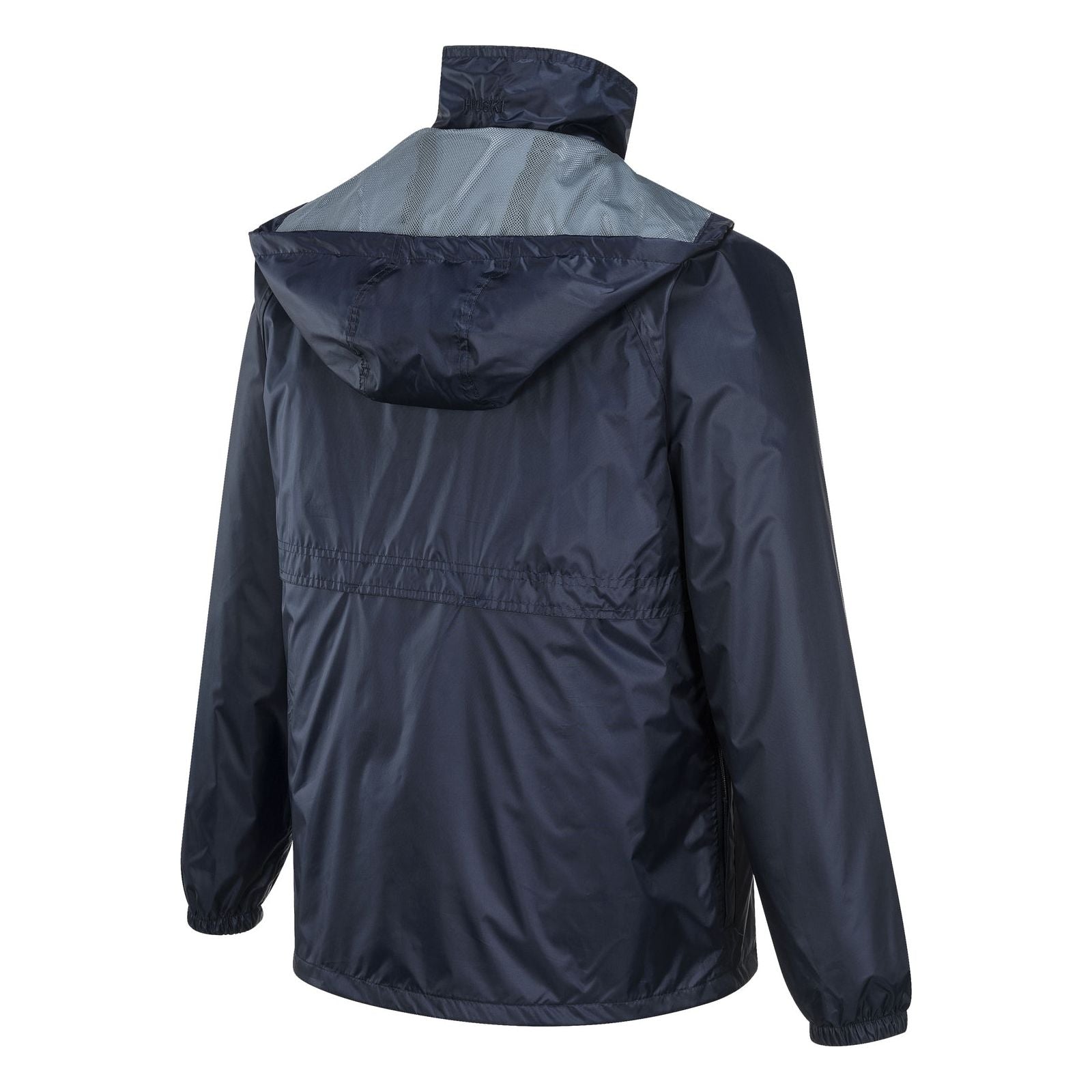 HUSKI STRATUS RAIN JACKET Waterproof Workwear Concealed Hood Windproof Packable - Navy Blue - XL