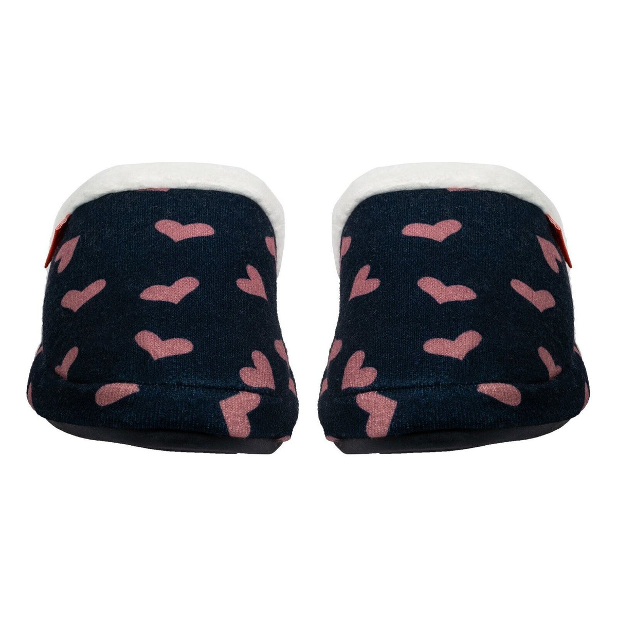 ARCHLINE Orthotic Slippers Slip On Scuffs Pain Relief Moccasins - Navy with Hearts - EUR 39 (Womens US 8)