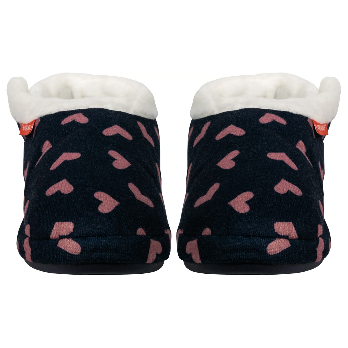 ARCHLINE Orthotic Slippers CLOSED Arch Scuffs Moccasins Pain Relief - Navy with Hearts - EUR38