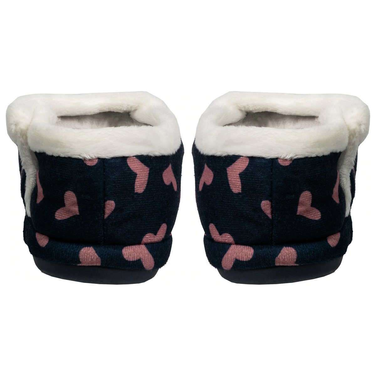 ARCHLINE Orthotic Slippers CLOSED Arch Scuffs Moccasins Pain Relief - Navy with Hearts - EUR40