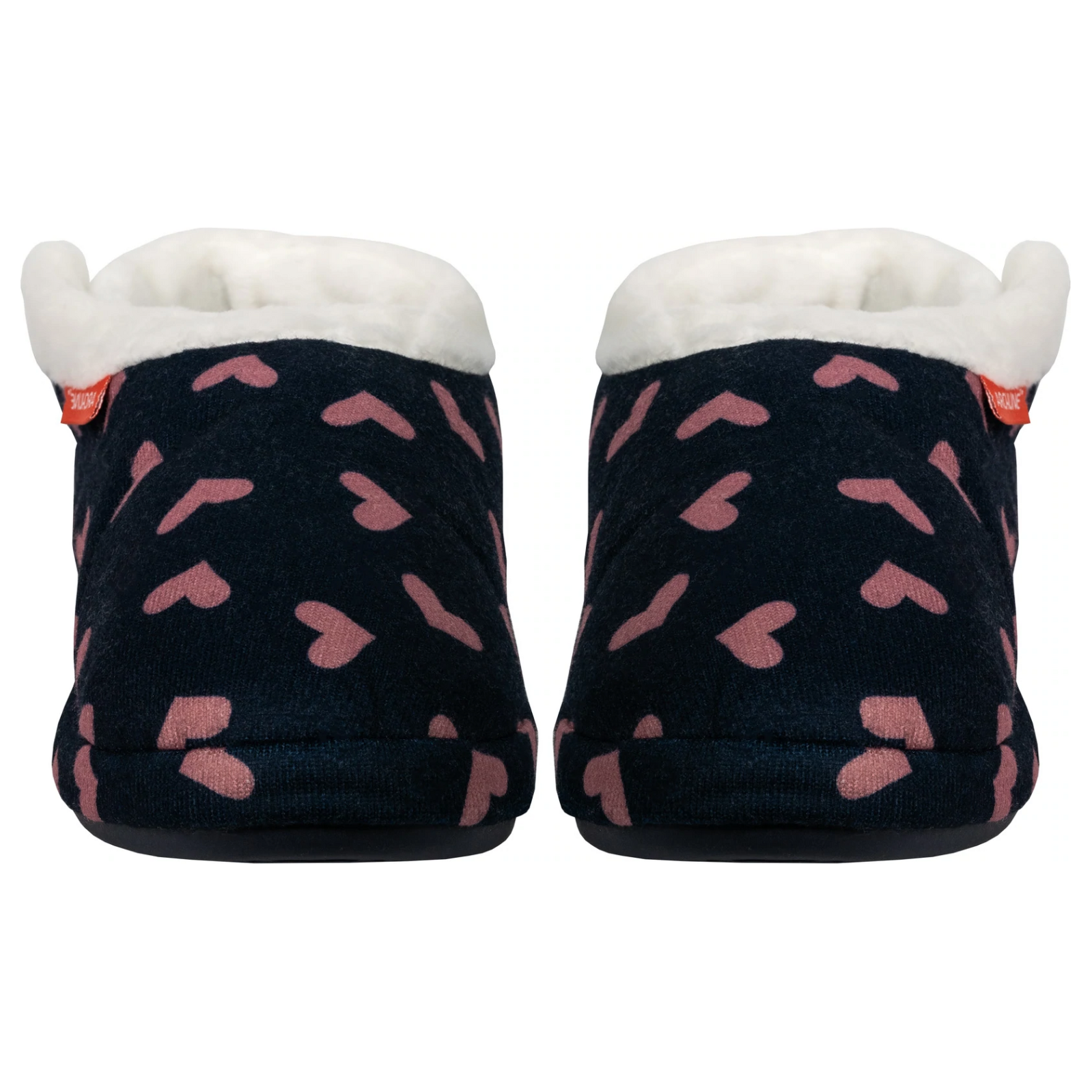 ARCHLINE Orthotic Slippers CLOSED Arch Scuffs Moccasins Pain Relief - Navy with Hearts - EUR43