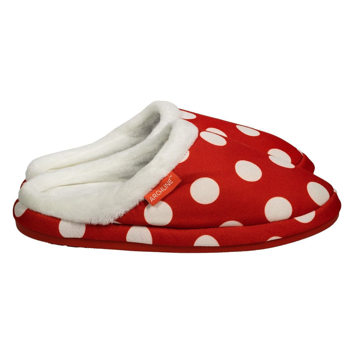ARCHLINE Orthotic Slippers Slip On Scuffs Pain Relief Moccasins - Red Polka Dot - EUR 41 (Womens US 10)