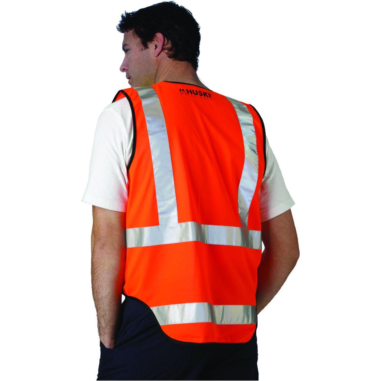 HUSKI Hi Vis Patrol Vest 3M Reflective Tape Safety Workwear High Visibility - Orange - L