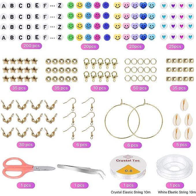 28 Colors 6380pcs 6mm Flat Round Heishi Polymer Clay Jewelry Making Kit Bead Smiley Face Beads Set