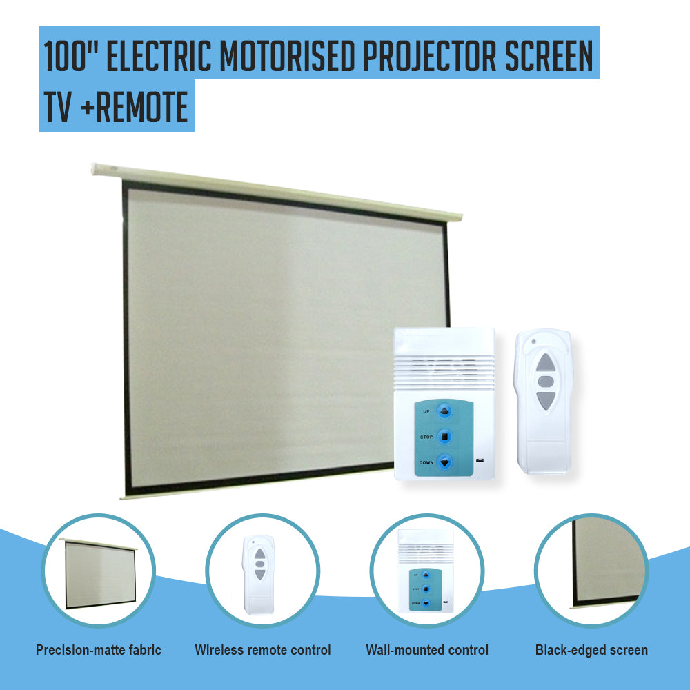 100" Electric Motorised Projector Screen TV +Remote