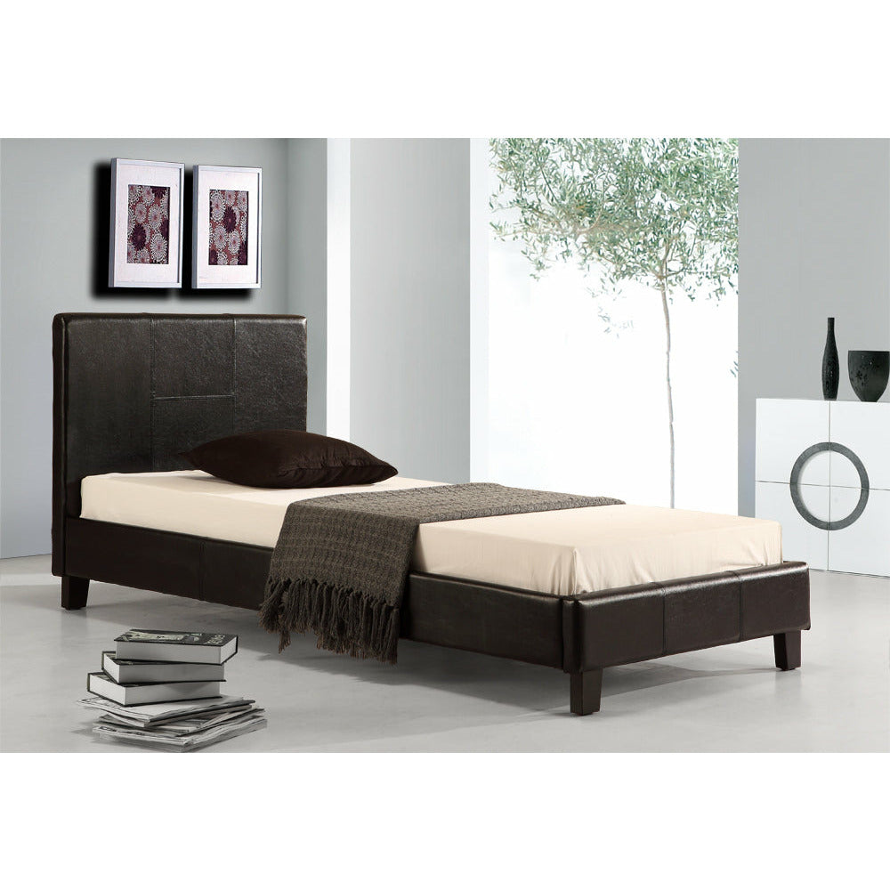 Single PU Leather Bed Frame Black