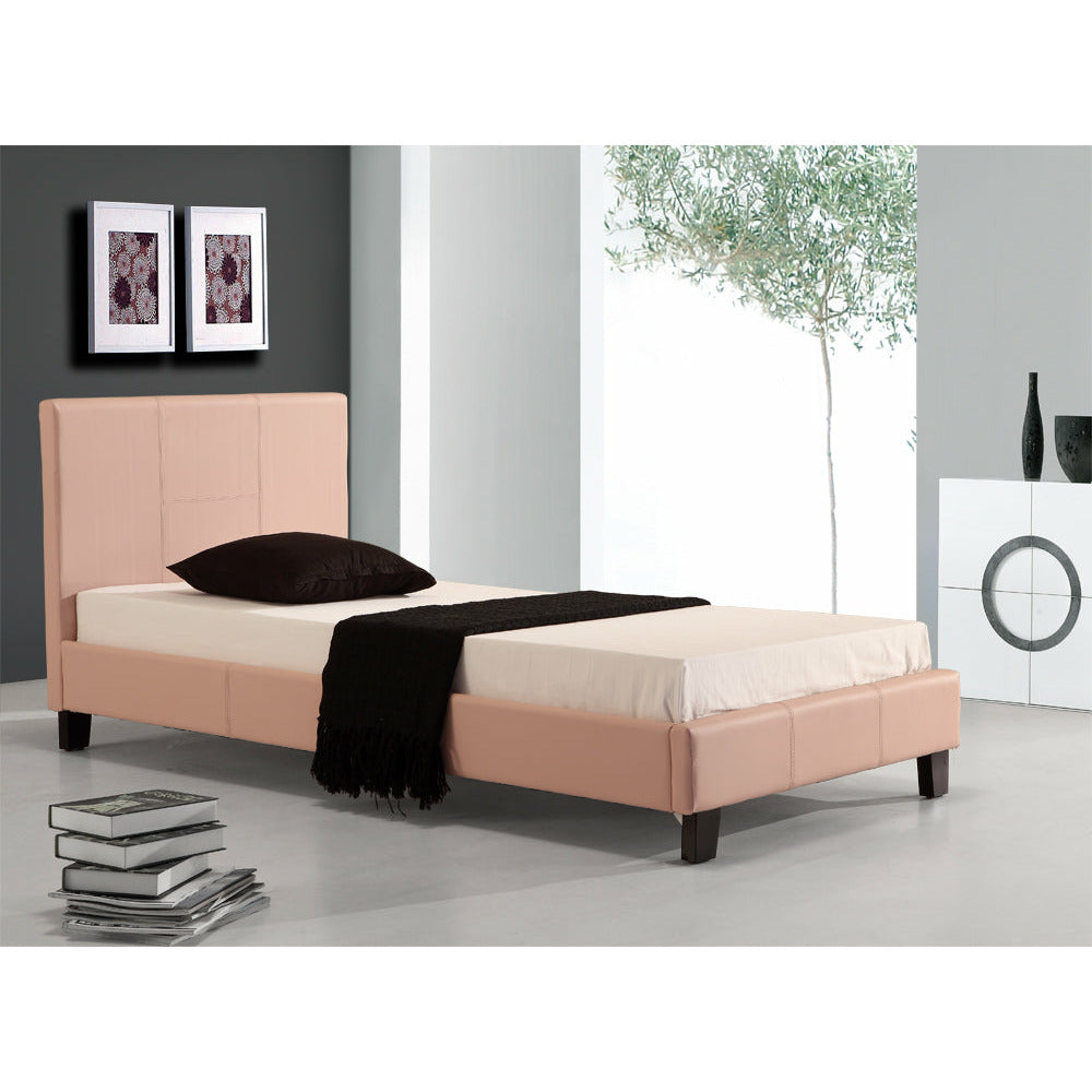 Single PU Leather Bed Frame Pink