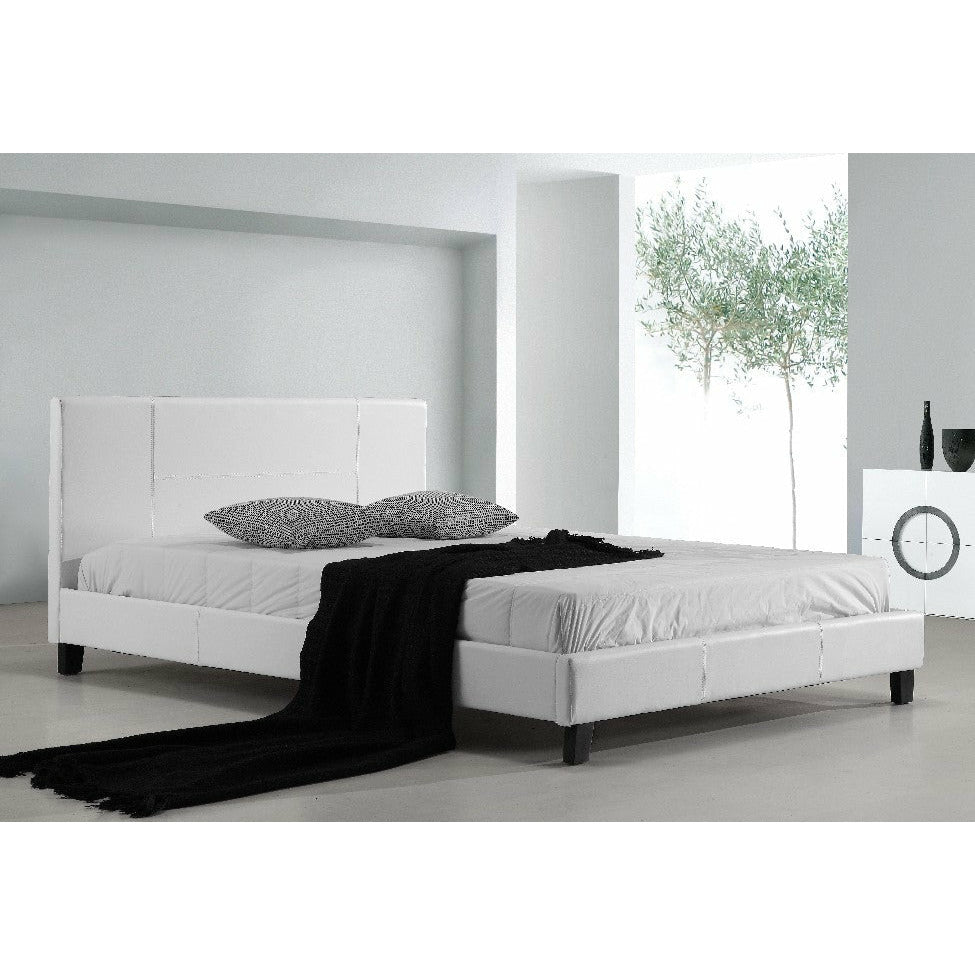 Queen PU Leather Bed Frame White