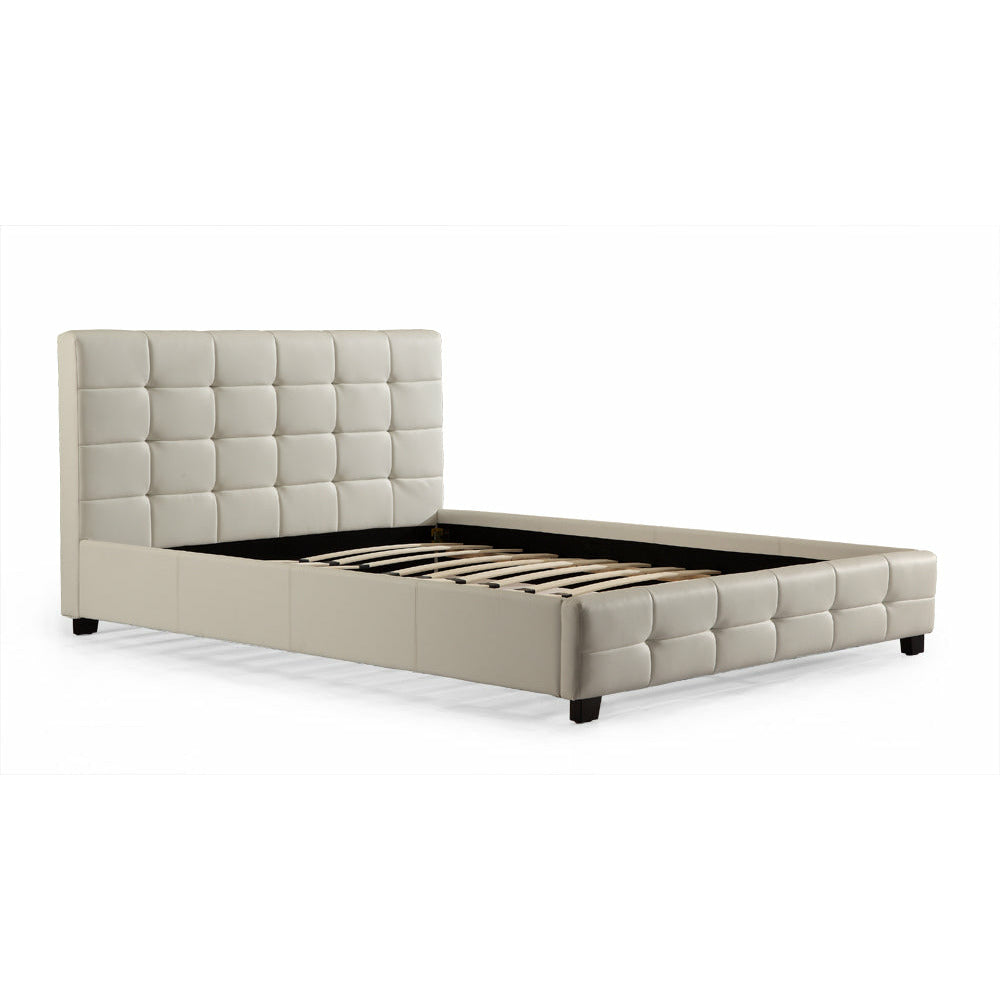 Double PU Leather Deluxe Bed Frame White