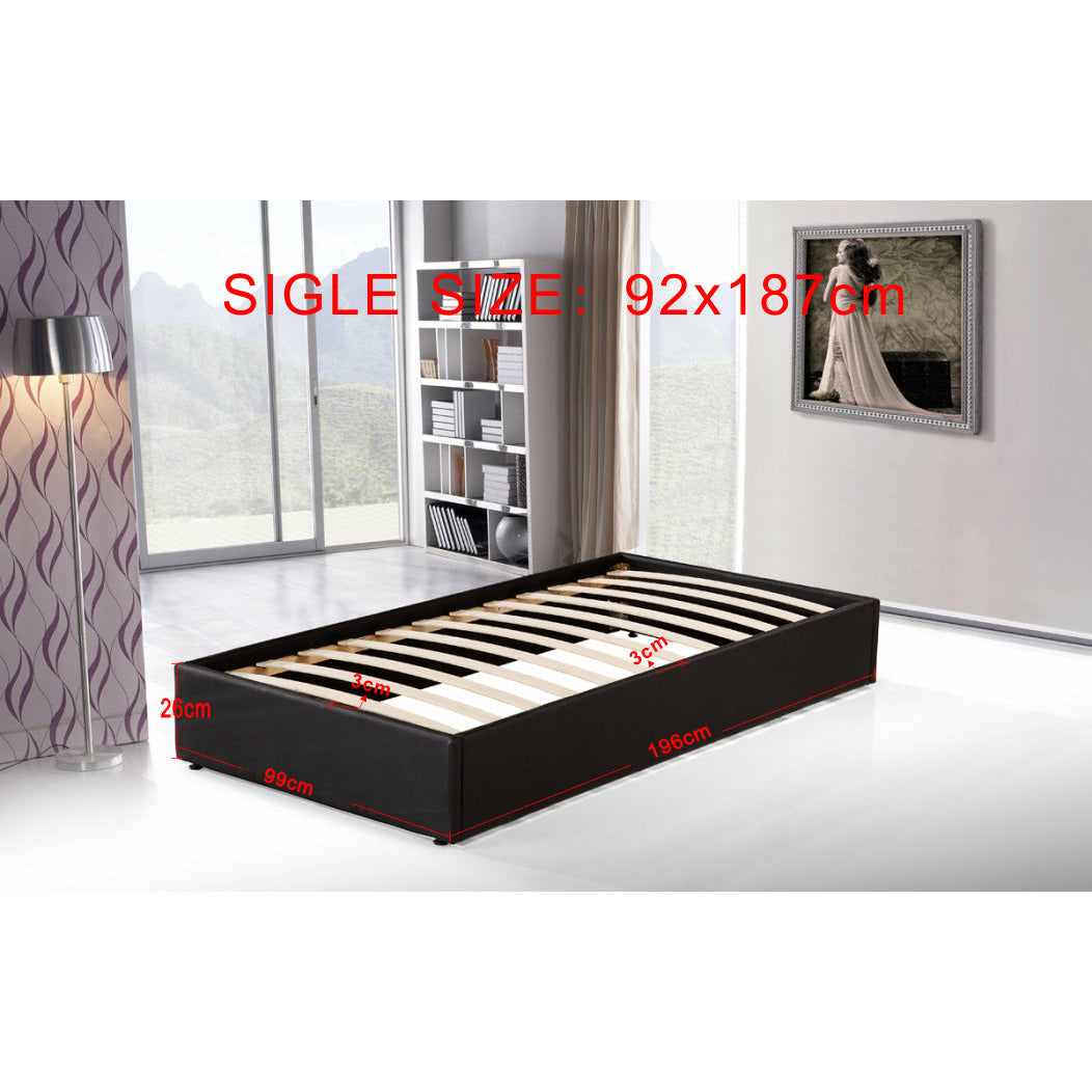 PU Leather Single Bed Ensemble Frame