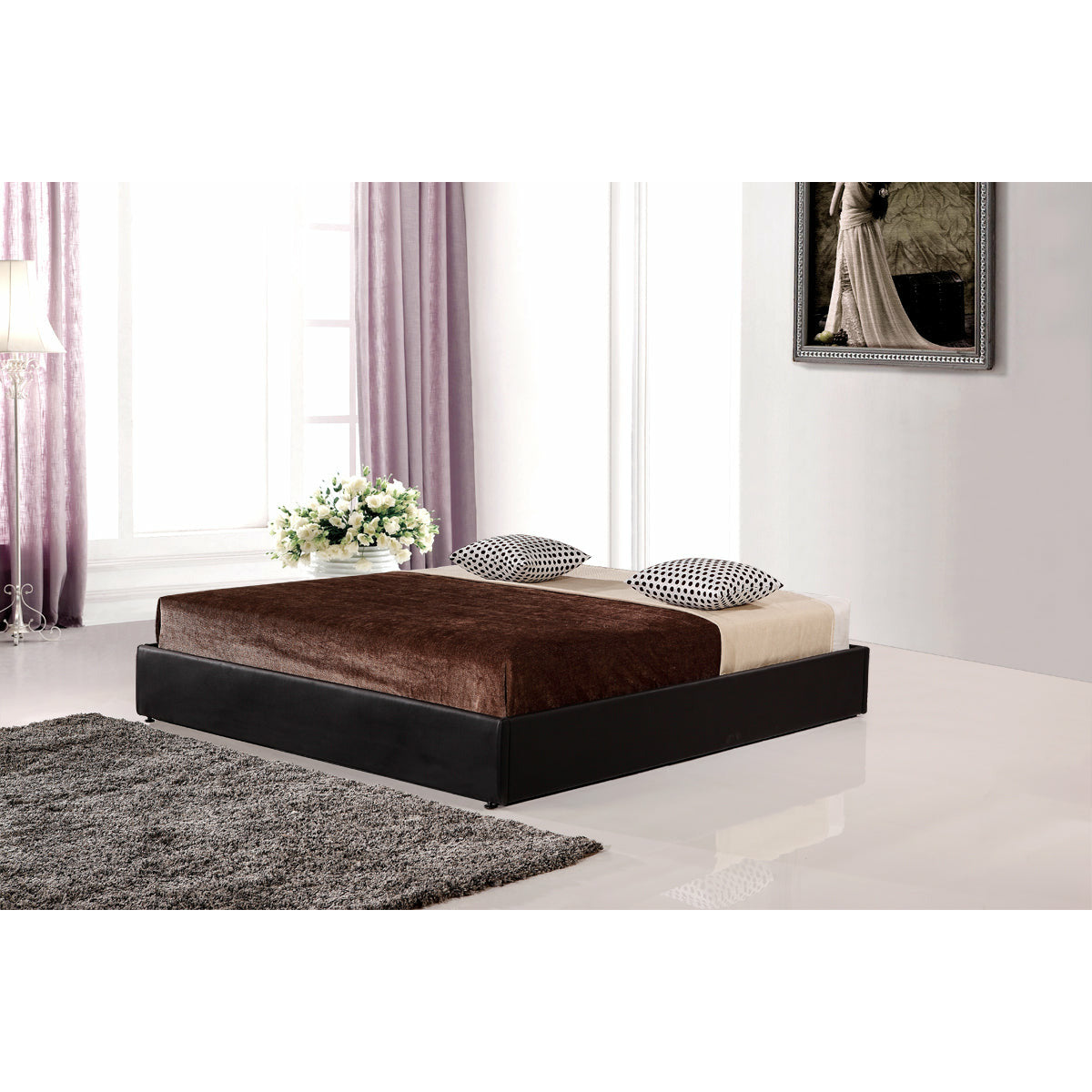 PU Leather King Bed Ensemble Frame