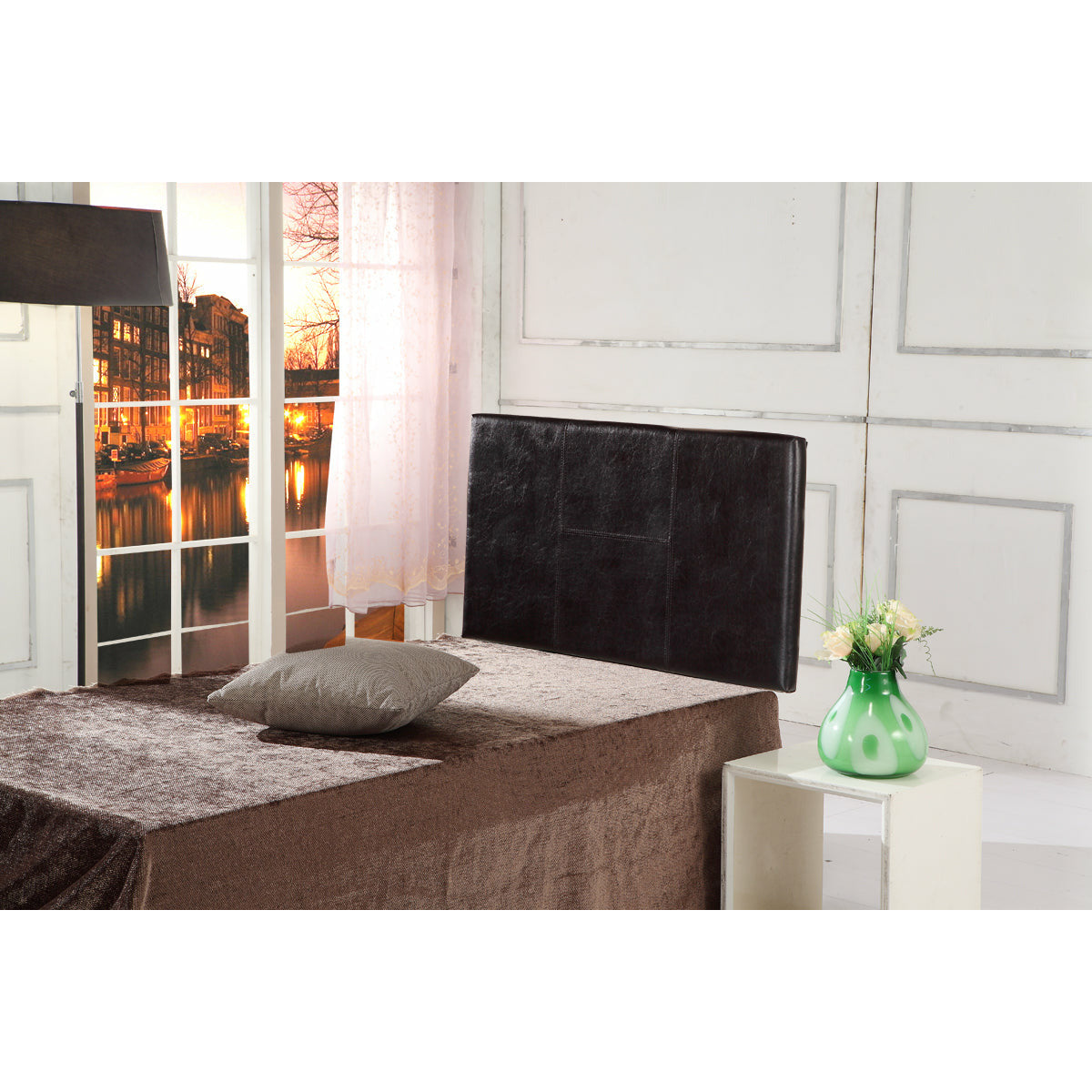 PU Leather Single Bed Headboard Bedhead - Brown
