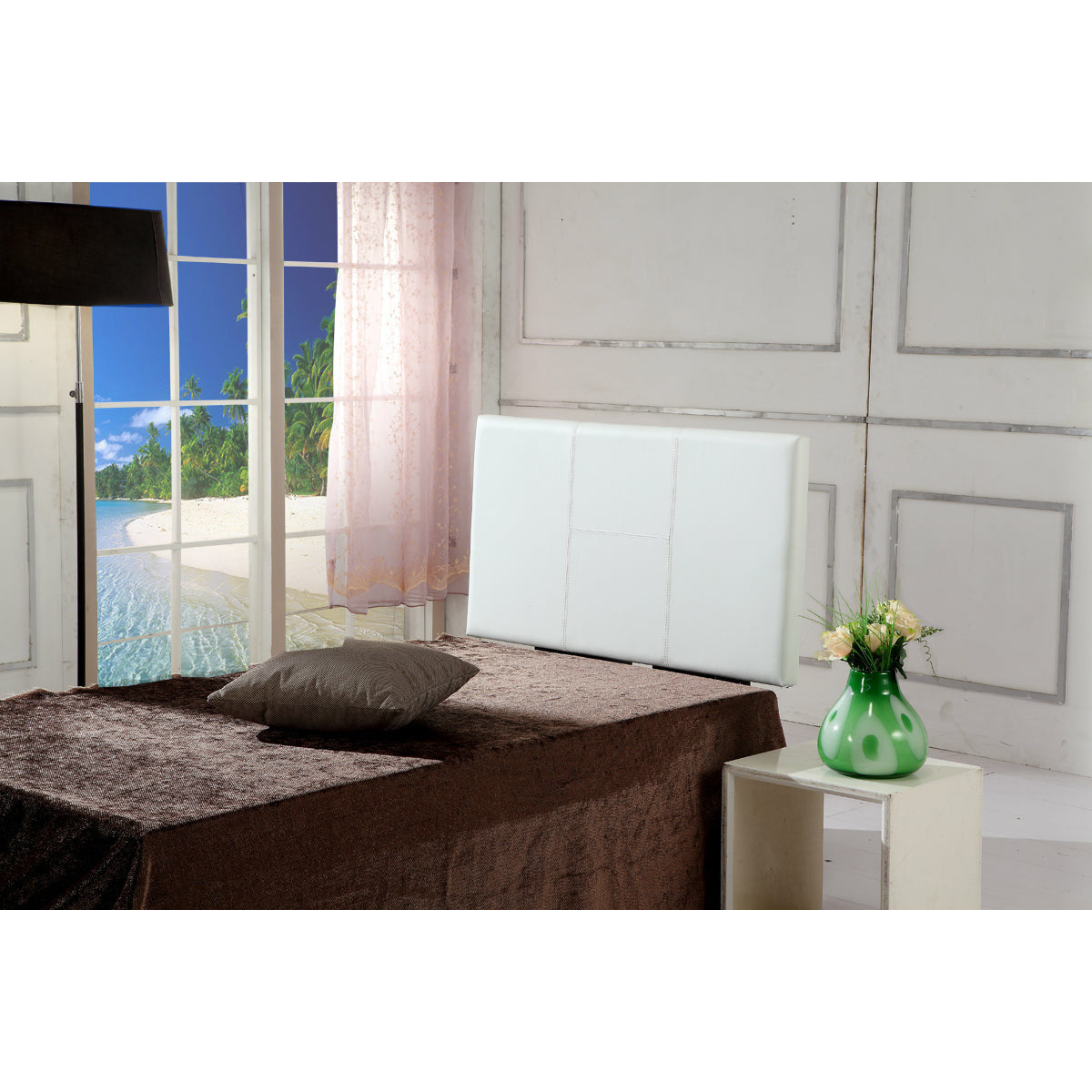 PU Leather Single Bed Headboard Bedhead - White