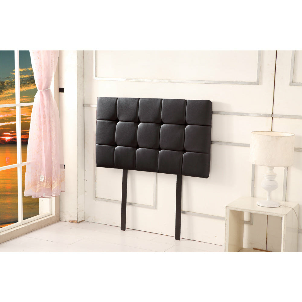 PU Leather Single Bed Deluxe Headboard Bedhead - Black