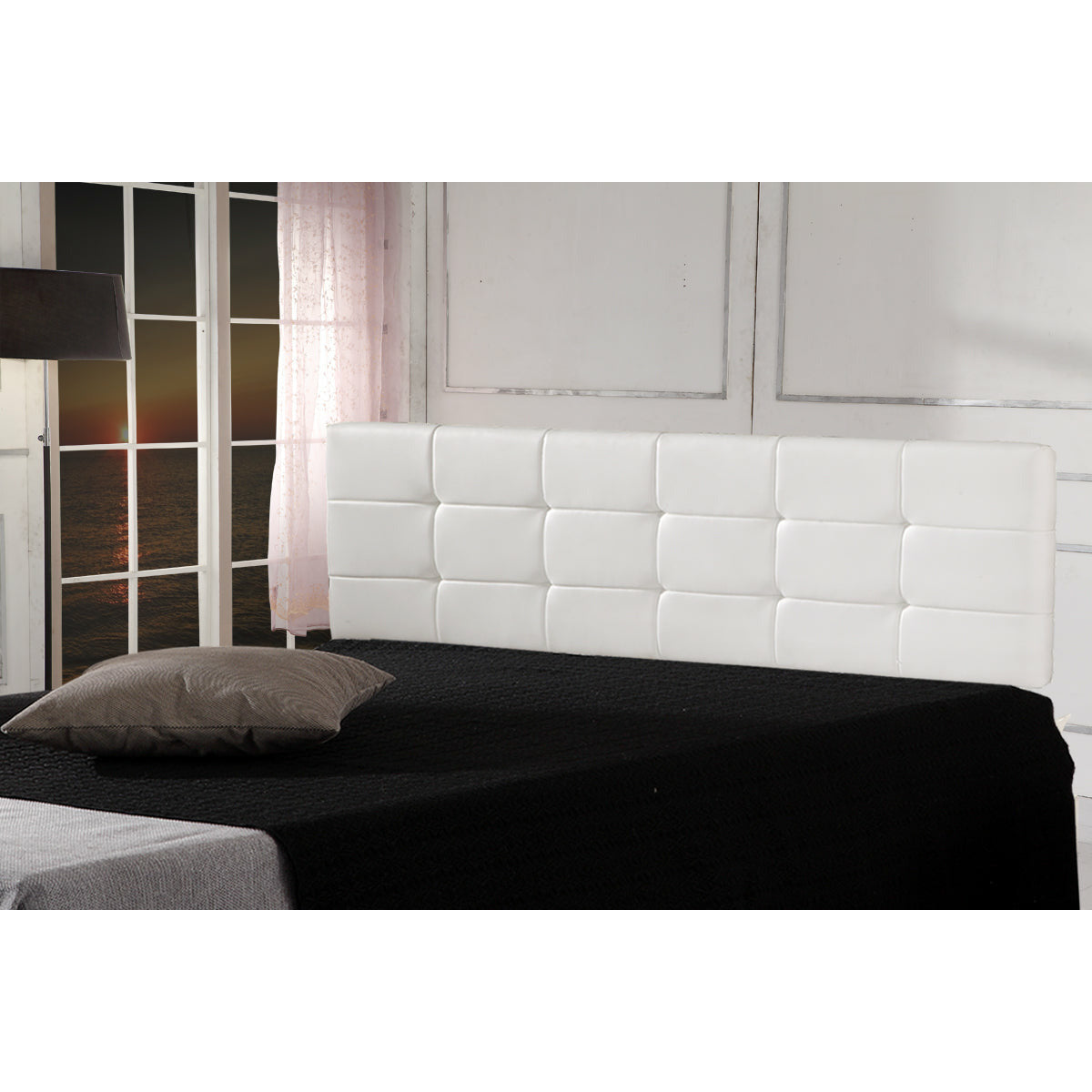 PU Leather King Bed Deluxe Headboard Bedhead - White