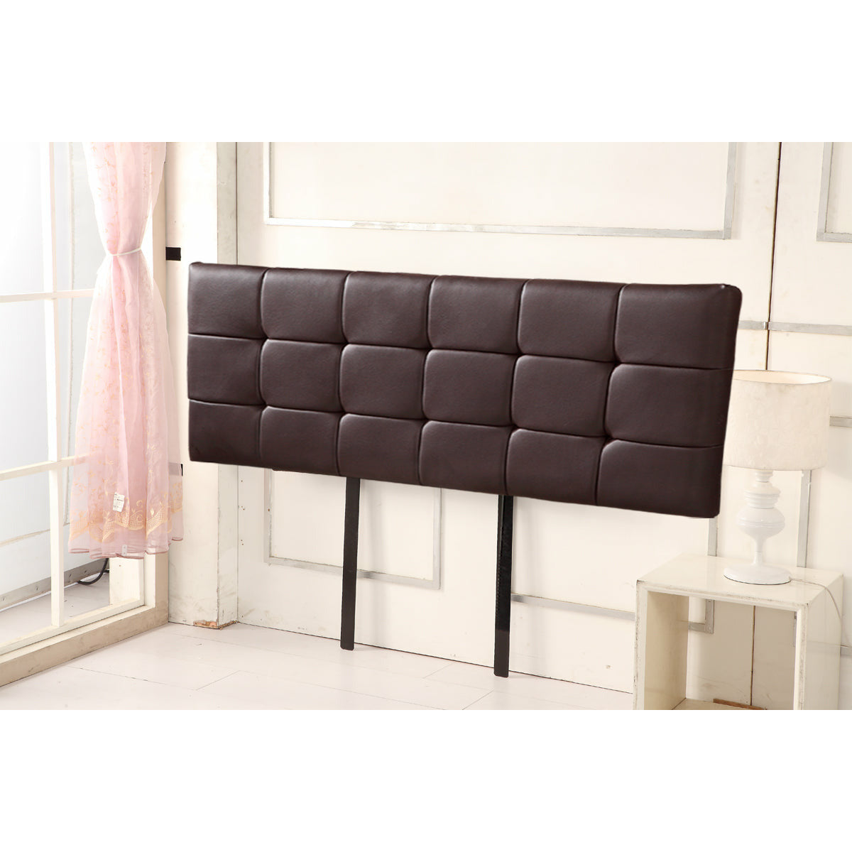 PU Leather King Bed Deluxe Headboard Bedhead - Brown